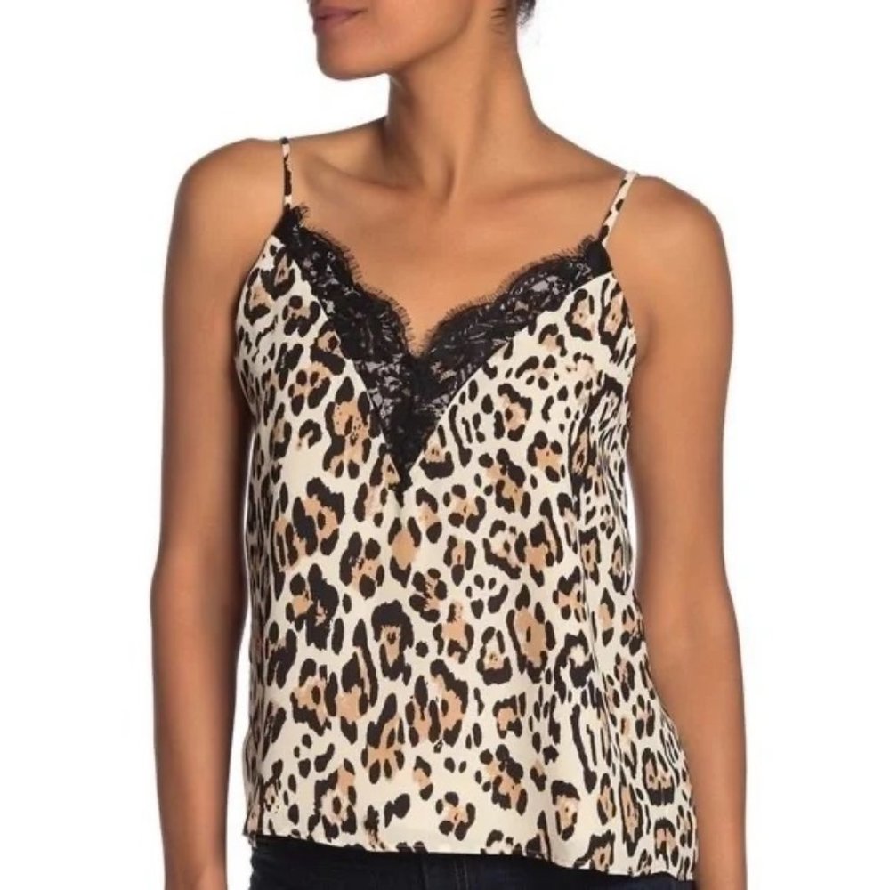 Socialite Leopard Animal Print Lace Tank Top Cami Size M